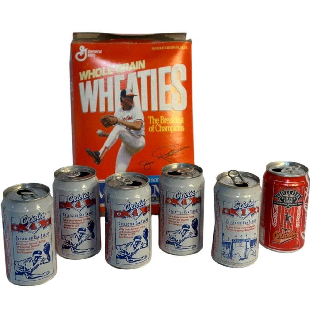 VTG Jim Palmer Orioles Collector Set Wheaties Box & 6 Pepsi Cans Limited Edition